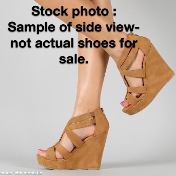 Used Top Moda Open Toed Platform Wedge Sandal Size 8 1/2 - Picture 7 of 7